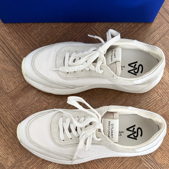 Stuart Weitzman Cream and White Sporty Low-Top Sneakers - Picture 2 of 4